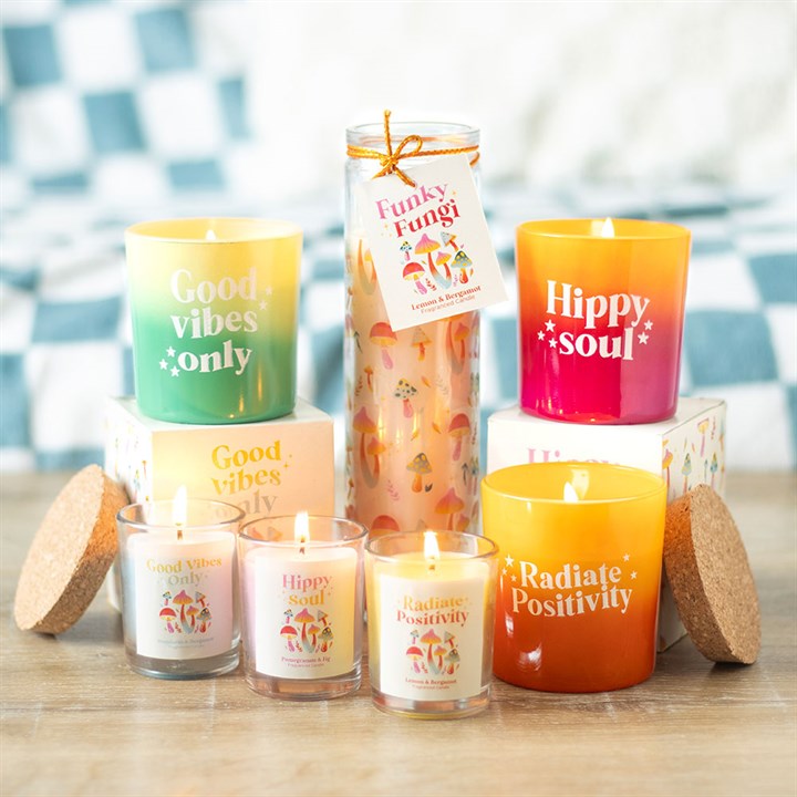 Funky Fungi Mushroom Votive Candle Set | Positive Vibes Scented Candles (Set of 3)