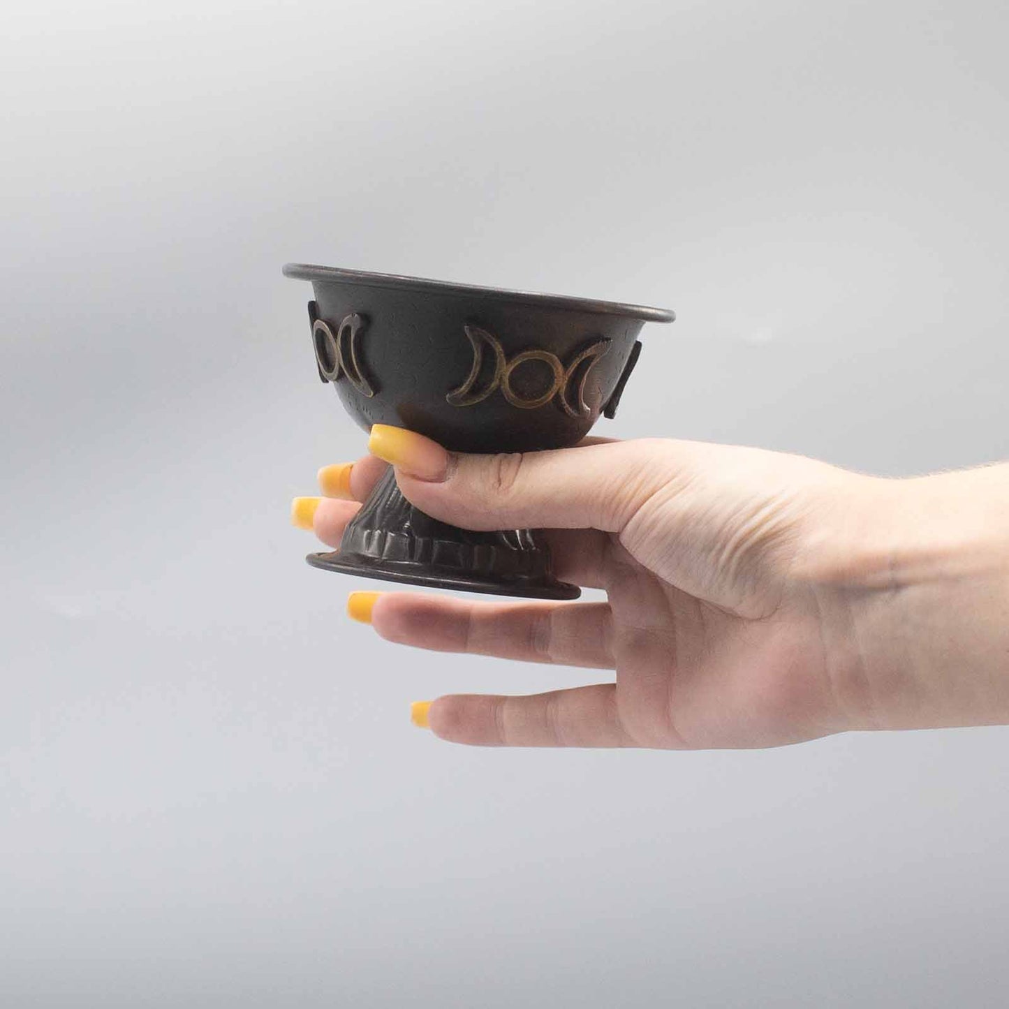 Antique Copper Ritual Chalice Triple Moon 10x8cm |  ritual artefact magical authentic