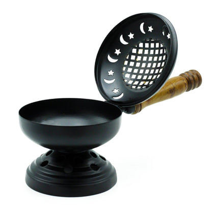 Large Iron Censer on Stand Incense Burner - Gold detail | incense burner resin cleansing