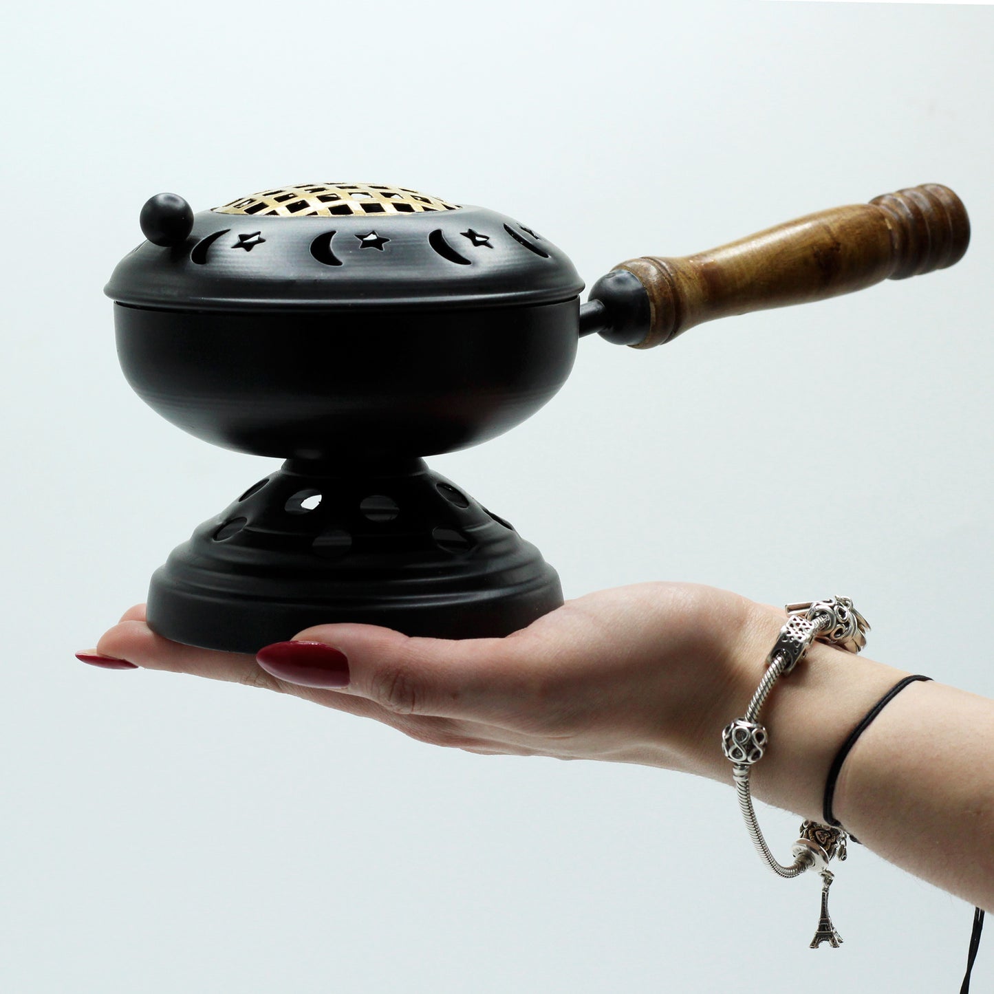 Large Iron Censer on Stand Incense Burner - Gold detail | incense burner resin cleansing