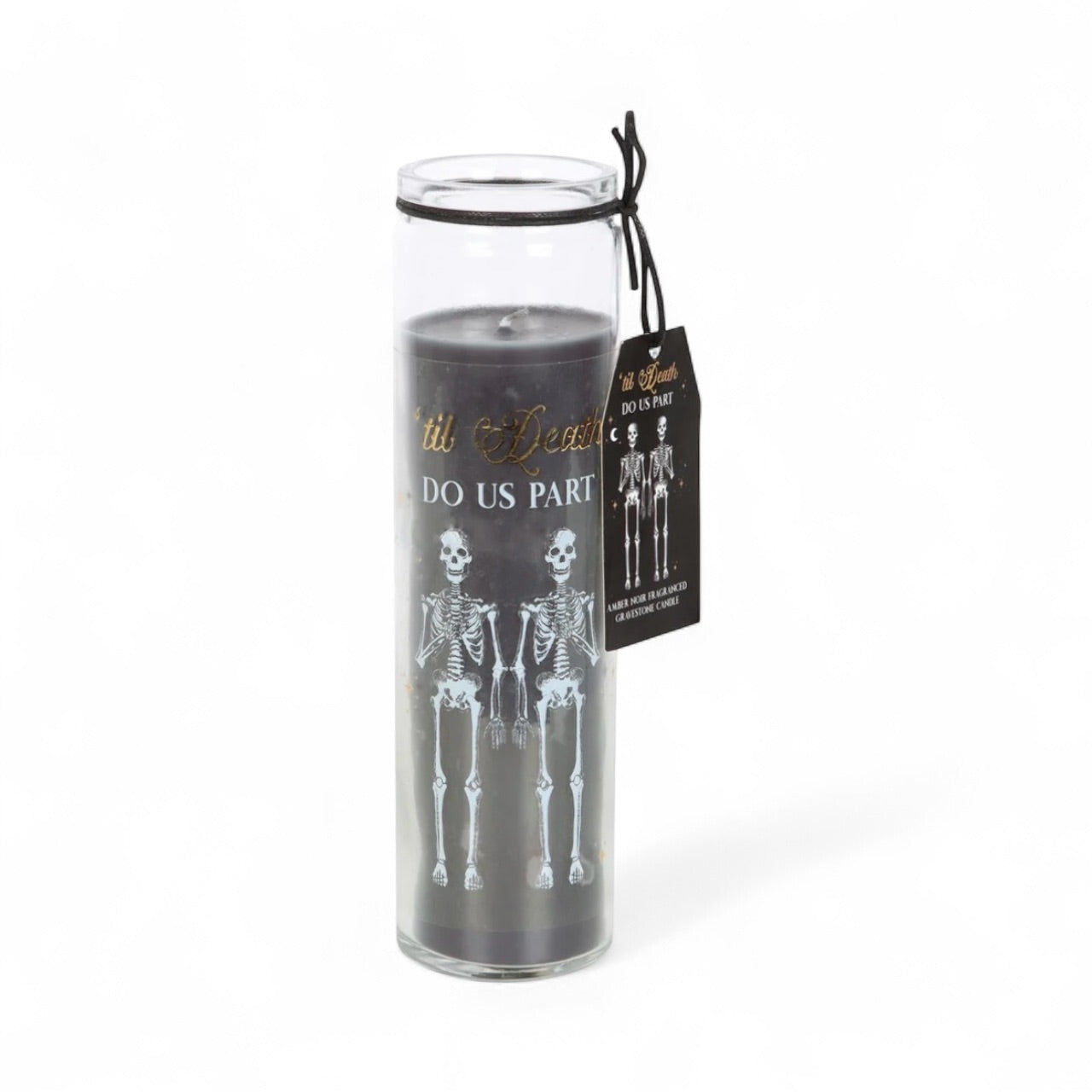 Til Death Do Us Part Amber Noir Candle | Gothic Skeleton Couple Tube Candle
