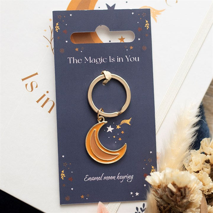 Autumn Magic Moon Keyring | Celestial Enamel Moon Keychain