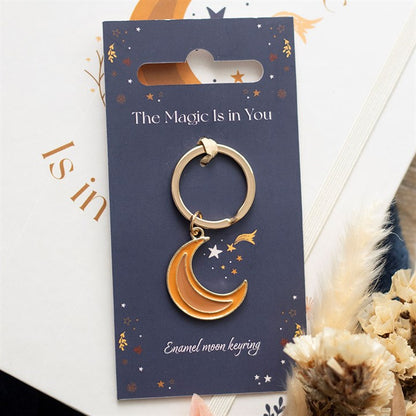 Autumn Magic Moon Keyring | Celestial Enamel Moon Keychain