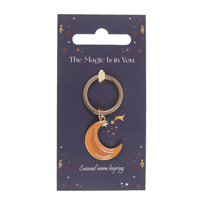 Autumn Magic Moon Keyring | Celestial Enamel Moon Keychain