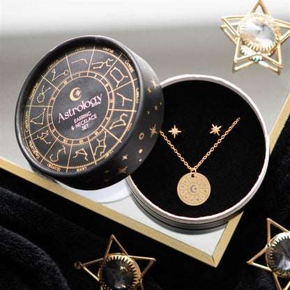 Astrology Wheel Jewellery Set | Celestial Necklace & Starburst Earrings