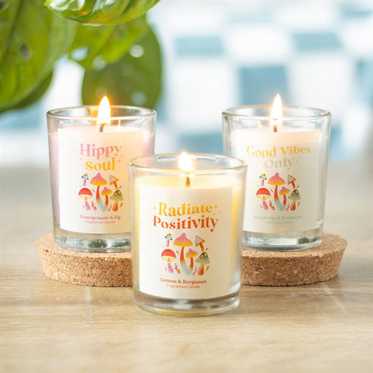 Funky Fungi Mushroom Votive Candle Set | Positive Vibes Scented Candles (Set of 3)