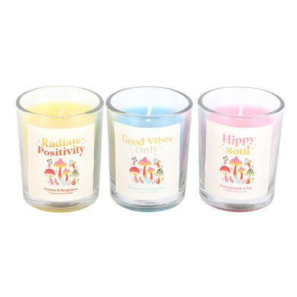 Funky Fungi Mushroom Votive Candle Set | Positive Vibes Scented Candles (Set of 3)