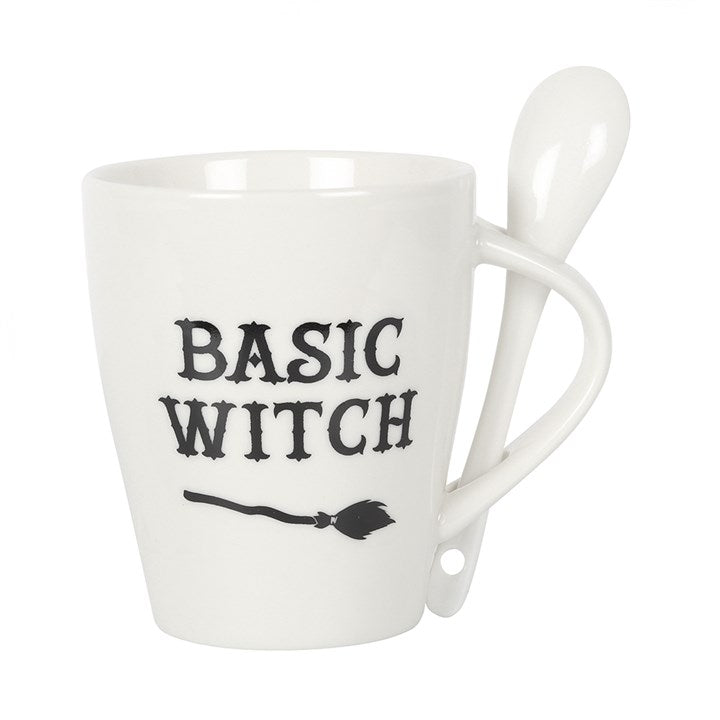 Basic Witch Mug & Spoon Set | Moon & Star Witchy Coffee Mug (300ml)