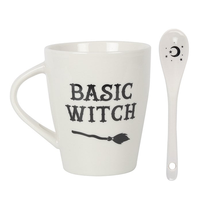 Basic Witch Mug & Spoon Set | Moon & Star Witchy Coffee Mug (300ml)