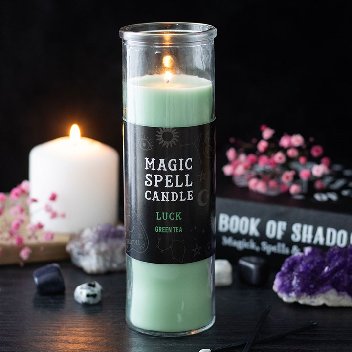 Luck Magic Spell Tube Candle | Green Tea Ritual Candle for Good Fortune