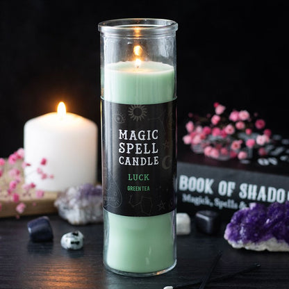 Luck Magic Spell Tube Candle | Green Tea Ritual Candle for Good Fortune