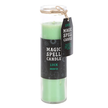 Luck Magic Spell Tube Candle | Green Tea Ritual Candle for Good Fortune