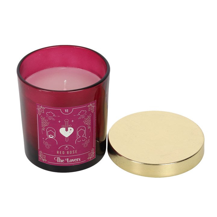 The Lovers Tarot Candle – Red Rose Scented Candle | Tarot Inspired Ritual Candle