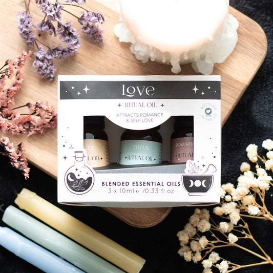 Love Ritual Essential Oil Set | Thyme, Rose Geranium & Ginger Blend (3 x 10ml)