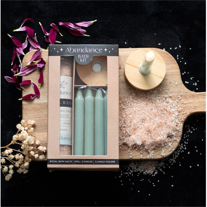 Abundance Ritual Bath Kit | Clary Sage Spell Bath with Green Candles