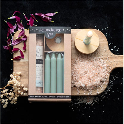 Abundance Ritual Bath Kit | Clary Sage Spell Bath with Green Candles