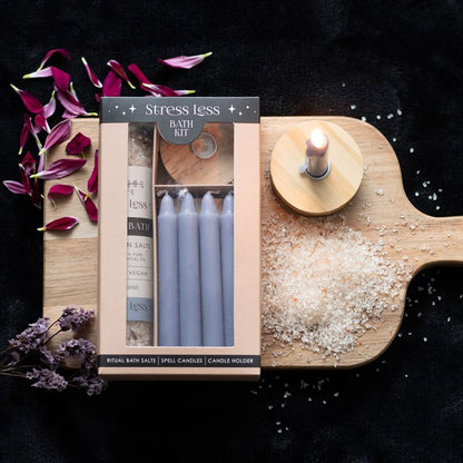 Stress Less Ritual Bath Kit | Relaxation Spell Bath with Purple Candles