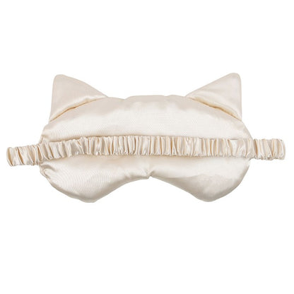 White Cat Satin Eye Mask | Cute Cat Face Sleep Mask for Travel & Relaxation