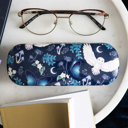 Night Flight Owl Glasses Case | Mystical Owl & Moon Hard Shell Eyewear Case