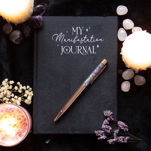 Manifestation Journal with Amethyst Pen | Velvet Intention & Dream Journal