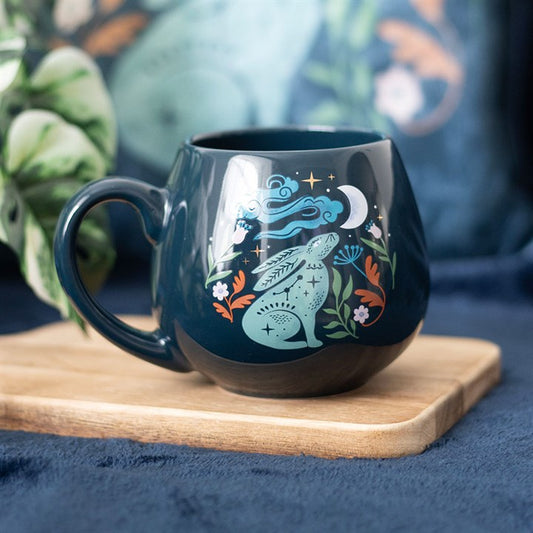 Midnight Hare Mug | Moon Gazing Hare Mystical Ceramic Mug (400ml)