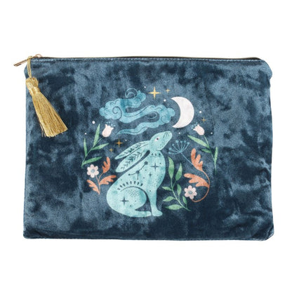 Midnight Hare Velvet Makeup Bag | Moon Gazing Hare Cosmetic Pouch