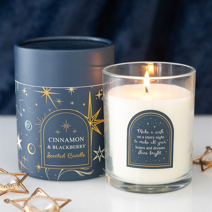 Starry Night Cinnamon & Blackberry Candle | Celestial Glass Scented Candle