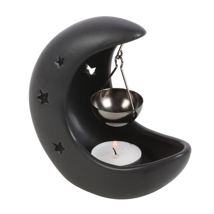 Black Crescent Moon Oil Burner | Hanging Moon Wax Melt & Fragrance Oil Burner
