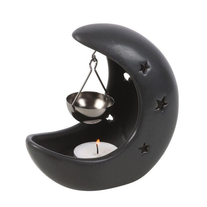 Black Crescent Moon Oil Burner | Hanging Moon Wax Melt & Fragrance Oil Burner