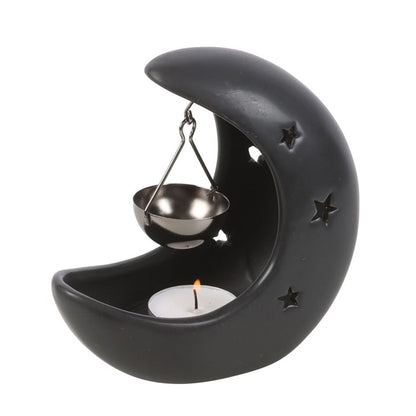 Black Crescent Moon Oil Burner | Hanging Moon Wax Melt & Fragrance Oil Burner