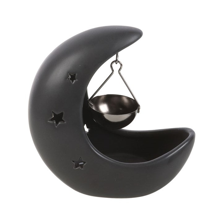 Black Crescent Moon Oil Burner | Hanging Moon Wax Melt & Fragrance Oil Burner