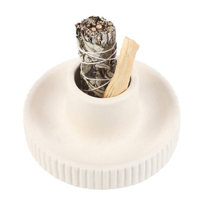 Cream Ribbed Smudge Bowl | Ceramic Sage & Incense Cleansing Bowl