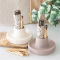 Greige Ribbed Smudge Bowl | Ceramic Sage & Incense Cleansing Bowl