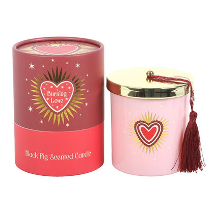 Burning Love Black Fig Candle | Sacred Heart Pink Glass Scented Candle