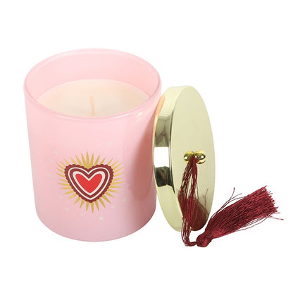 Burning Love Black Fig Candle | Sacred Heart Pink Glass Scented Candle