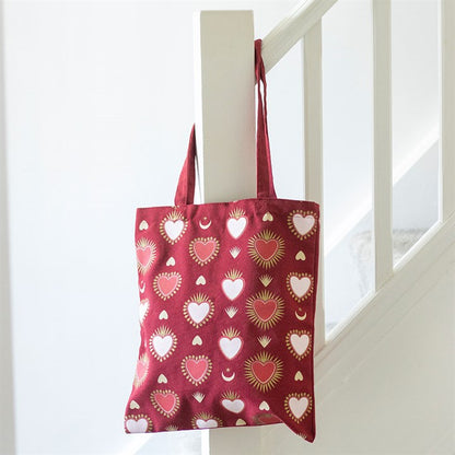 Sacred Heart Print Tote Bag | Gothic Heart Canvas Shopping Bag