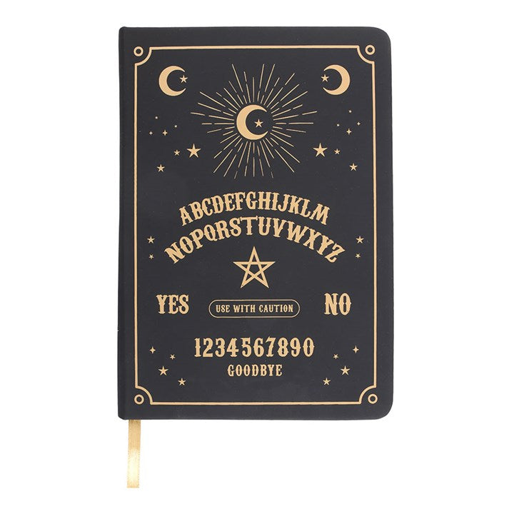 Black Talking Board A5 Notebook | Mystical Spirit Board Journal with Gold Foil Pages