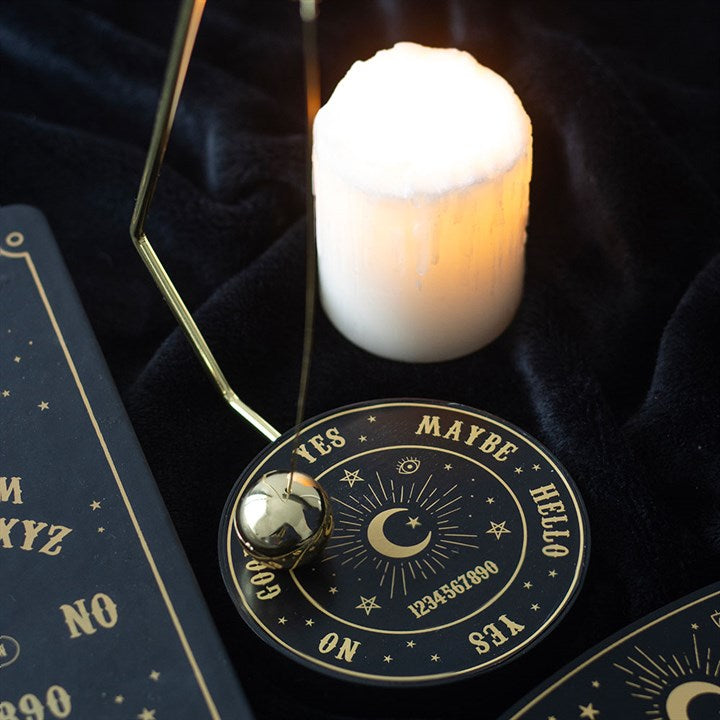 Talking Board Pendulum Decision Maker 🔮 | Black & Gold Spirit Board | Mystical Yes/No Fortune Teller | Enchanting Desktop Divination Decor | Gothic Witchy Gift