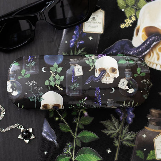 Venom & Vines Gothic Glasses Case | Skull, Serpent & Botanical Print Eyewear Case