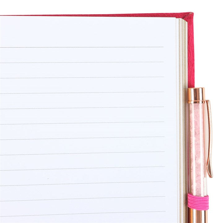 Book of Love Spells Journal with Rose Quartz Crystal Pen | A5 Love Spell & Intention Journal