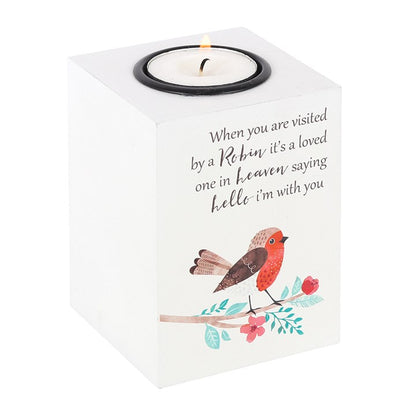 Visited by a Robin Tealight Holder | Memorial Robin Candle Holder