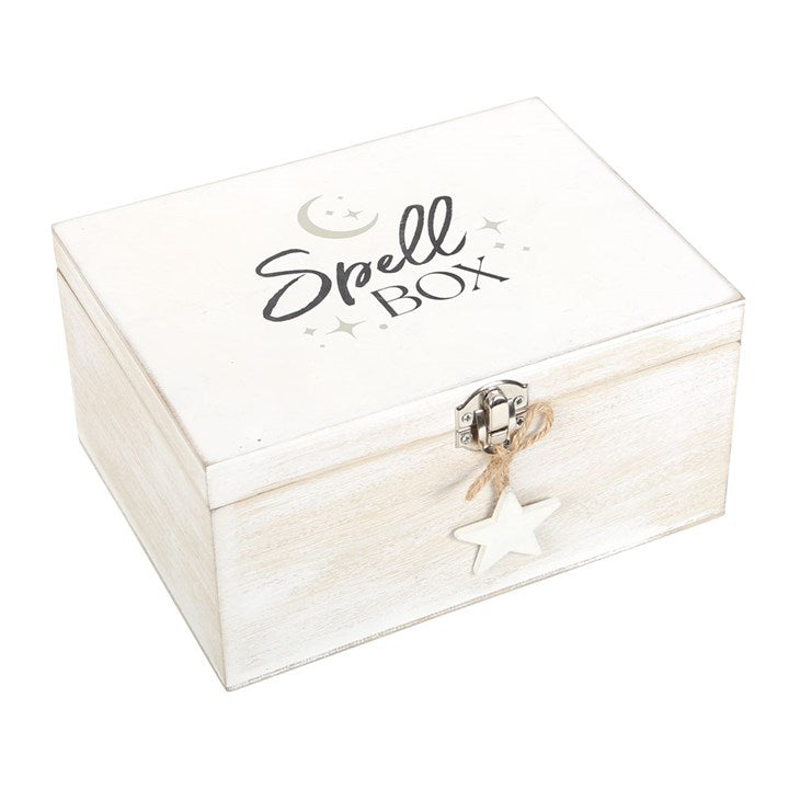 White Witch Spell Box | Wooden Storage Box for Spell Candles, Herbs & Ritual Tools