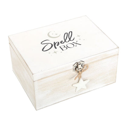 White Witch Spell Box | Wooden Storage Box for Spell Kits, Herbs & Ritual Tools