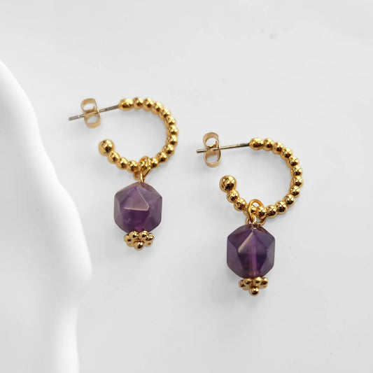 Amethyst Half Hooped Earrings