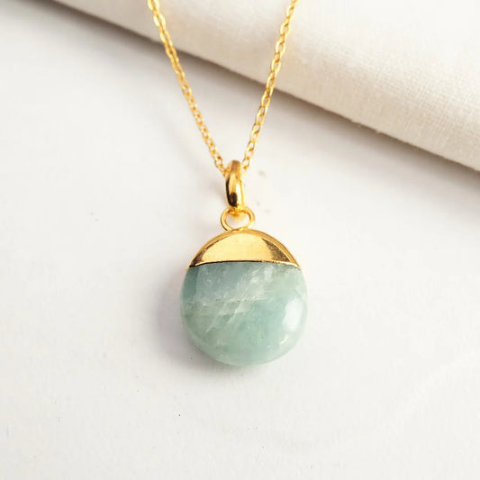 Aquamarine Tumbled Pendant Necklace