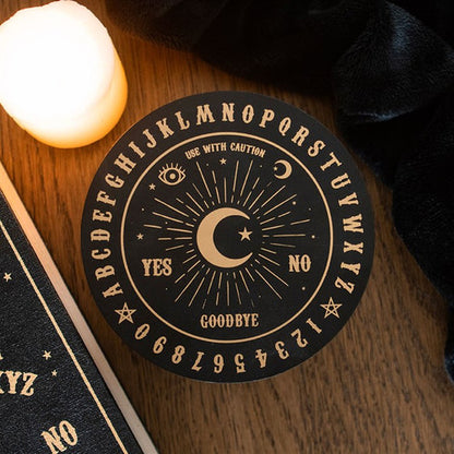 Round Black Talking Board Trinket Dish |  Gothic Homeware Spirits Black and gold ceramic dish
