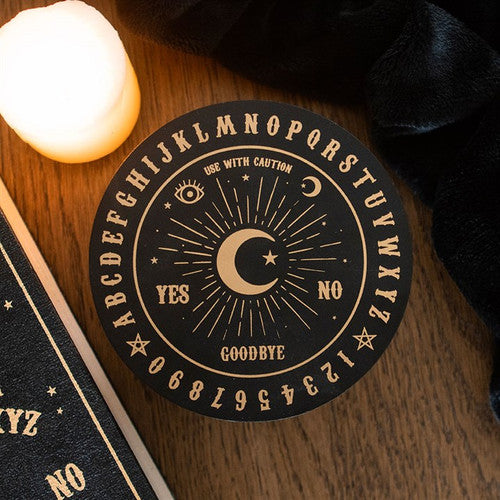 Round Black Talking Board Trinket Dish |  Gothic Homeware Spirits Black and gold ceramic dish