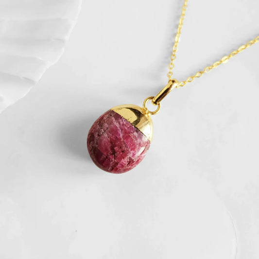 Ruby Tumbled Pendant Necklace