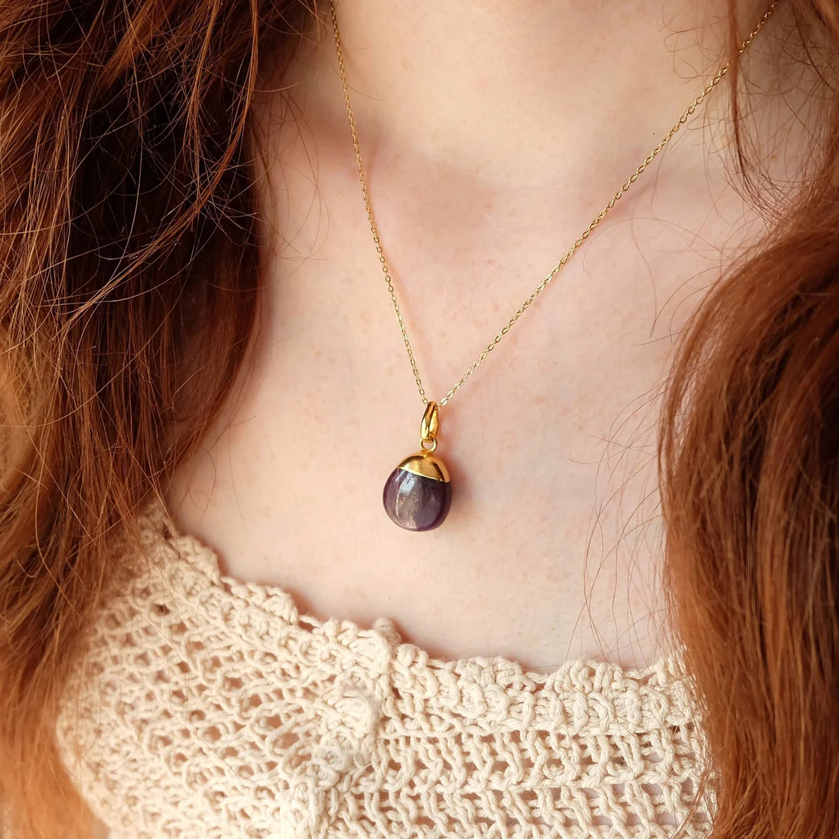 Ruby Tumbled Pendant Necklace