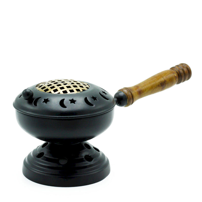 Large Iron Censer on Stand Incense Burner - Gold detail | incense burner resin cleansing